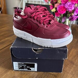 Nike Maroon Sneakers with White Air Force one W AFI Pixel